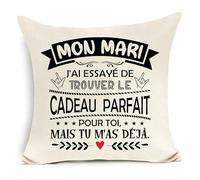 Awyuan Mon Mari J'Ai essayé de trouver Le Cadeau Parfait pour toi mais tu m'as déjà Housse de Coussin pour Mari Anniversaire Cadeau de Noël Cadeau d'anniversaire