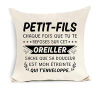 Awyuan Petit-Fils Chaque Fois Que tu Te reposes sur ce Oreiller Housse de Coussin pour Petit-Fils Anniversaire Graduation Cadeau de Noël (Petit-Fils-b)