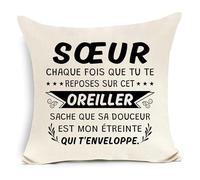 Awyuan Sœur Chaque Fois Que tu Te reposes sur cet Oreiller Housse de Coussin pour Sœur Anniversaire Graduation Cadeau de Noël (Sœur-b)