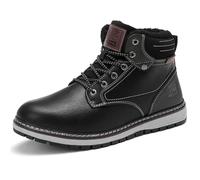 AX BOXING Chaussure Homme Hiver Chaud Fourrées Bottine Cuir Antidérapant Bottes Neige Lacet Chaussure Montante Taille 41-46 EU (noir, 45 EU)