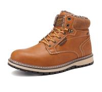 AX BOXING Chaussure Homme Hiver Chaussure Chaud Fourrées Bottine Cuir Antidérapant Bottes Neige Lacet Chaussure Montante Taille 41-46 EU (Marron_B, 45 EU)