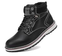 AX BOXING Chaussure Homme Hiver Chaussure Chaud Fourrées Bottine Cuir Antidérapant Bottes Neige Lacet Chaussure Montante Taille 41-46 EU (Noir_B, 46 EU)
