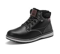 AX BOXING Chaussure Homme Hiver Chaussure Chaud Fourrées Bottine Cuir Antidérapant Bottes Neige Lacet Chaussure Montante Taille 41-46 EU (Noir, 46 EU)