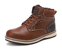 AX BOXING Chaussure Homme Hiver Chaussure Chaud Fourrées Bottine Cuir Antidérapant Bottes Neige Lacet Chaussure Montante Taille 41-46 EU (Marron foncé_B, 44 EU)