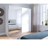 AX LIVING Armoire blanche 200 cm Adelna Armoire avec miroir en façade