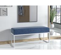 AX LIVING Assise Banc Acciarolli 2 110 cm - Bleu foncé, structure métallique blanche