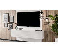 AX LIVING Buffet bas ZIVOLLI 160 façade à lamelles Meuble TV suspendu blanc/à lamelles blanches