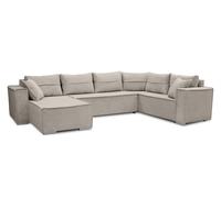 AX LIVING Canapé d'angle grand Lovere 314 cm - Canapé beige avec fonction sommeil & tissu structuré