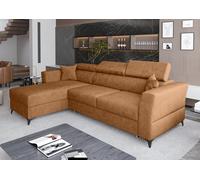 AX LIVING Canapé d'angle petit avec fonction sommeil Ribella - 265 cm de large, Ambre Gauche
