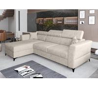 AX LIVING Canapé d'angle petit modèle avec fonction sommeil Ribella - 265 cm de large, Beige Gauche