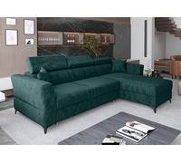 AX LIVING Canapé d'angle petit modèle avec fonction sommeil Tiroir de lit Ribella 265 cm turquoise L-forme droite