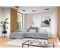 AX LIVING Canapé gris clair Forme L Jughlio Canapé d'angle avec pouf 304 cm L