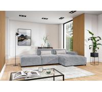 AX LIVING Canapé gris clair L Form Jughlio Canapé d'angle avec pouf 304 cm R