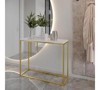 AX LIVING Console d'entrée Lortie 100cm blanc structure métallique dorée