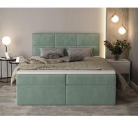 AX LIVING Gallese 160 x 200 Lit boxspring vert sauge Tiroir de lit velours