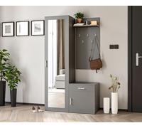 AX LIVING Garde-robe d'entrée Gris Magnola 100cm de large, design moderne & espace de rangement