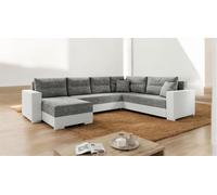 AX LIVING Lovere canapé d'angle grand 314 cm blanc gris Salon