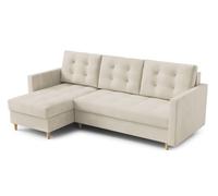 AX LIVING Petit canapé L Forme Nesbit 224cm Crème avec fonction sommeil&baisse de lit