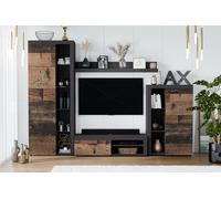 AX LIVING Spacoro Meuble-paroi gris moderne Matera Oldwood 270 cm sans LED
