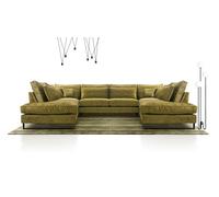 AX LIVING Vert olive Canapé d'angle vert Castellio Salon en forme de U XXL