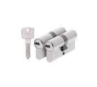 AXA Double cylindre de porte - Comfort Security - Cylindre de serrure de sécurité - Avec 6 clés - Nickelé - 30/30 mm - SKG2