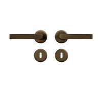 AXA Kit de ferrures de porte intérieure - Poignée de porte avec rosace - Avec trou de serrure - Bronze