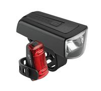 AXA Kit d'éclairage pour vélo Dwn 70 Lux - Rechargeable par USB - 20 Heures d'autonomie - Indicateur de Batterie - Homologué StVZO