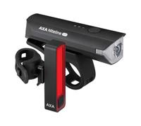 AXA Niteline 300 USB Kit d'éclairage vélo - Feu Avant de 300 lumens et feu arrière de 20 lumens - Rechargeable Via USB-C - Autonomie de 16 Heures