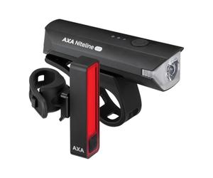 AXA Niteline 300 USB Kit d'éclairage vélo - Feu Avant de 300 lumens et feu arrière de 20 lumens - Rechargeable Via USB-C - Autonomie de 16 Heures