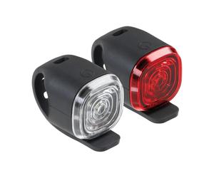 AXA Niteline Spot Kit d'éclairage de vélo à Piles - Feu Avant 18 lumens et feu arrière 8 lumens - 2 Piles CR2032 incluses - Autonomie de 100 Heures