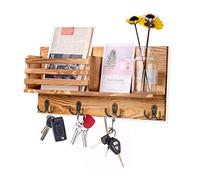 AXABING Support mural en bois pour trieur de courrier avec 4 crochets doubles, convient pour la maison, le bureau, le couloir, la cuisine et le rangement