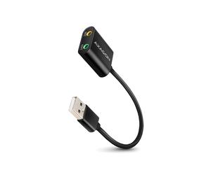 Axagon ADA-12 Adaptateur Audio USB 2.0 Stéréo, 2.0 Canaux, SNR 93dB, 16-bit/48kHz ADC/DAC, Jack 3.5mm, Câble 15cm, Windows/macOS/Linux