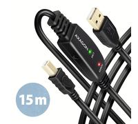 Axagon ADR-215B USB 2.0 A-M -> B-M active connecting/repeater cable 15m - Kabel - Digital/Daten câble USB USB A USB B Noir