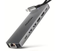 AXAGON Hub USB-C HMC-7HX2 7-en-1 — USB-C 5Gbps, 2x USB-A, 2x HDMI 4k/60, RJ45, PD 100W