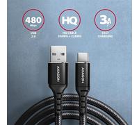 AXAGON BUCM-AM15AB, Câble HQ USB-C <-> USB-A, 1,5m, USB 2.0, 3A, ALU, tresse, noir