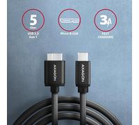 AXAGON Câble d'alimentation et de données, 1 m | BUMM3-CM10AB | USB Type C vers USB Type Micro-B
