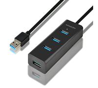 AXG HUE-S2BL - USB 3.0, hub 4 ports, 4 x A, câble USB-A, 120 cm