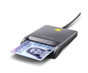 Axagon CRE-SM3T Lecteur de cartes à puce USB 2.0 Smart card Flat Noir câble 1,3 m 56 g
