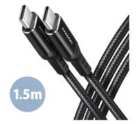 Axagon Data and charging USB 2.0 cable 1.5 m long. PD 60W, 3A. Black braided. câble USB 1,5 m USB C Noir