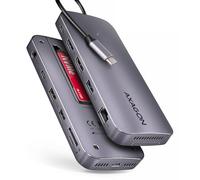 Axagon Hub multiport HMC-12GM2 – USB-C 3.1, M.2-NVMe/SATA, DP, HDMI, Gbit-LAN, 3x USB-A, 1x USB-C