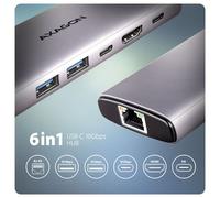 Axagon HMC-6G2L station d'accueil Avec fil USB 3.2 Gen 2 (3.1 Gen 2) Type-C Aluminium