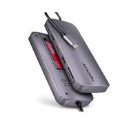 Axagon HMC-6GM2 Hub USB-C 3.2 Gen 2 10Gbps, Ports USB-A/USB-C, HDMI 4K, Lecteur Cartes SD/MicroSD, SSD M.2 NVMe, Power Delivery 100W, Gris