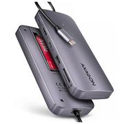 Axagon HMC-6GM2 USB 10Gbps hub USB-A USB-C HDMI M.2 SD/mSD PD 100W USB-C Avec fil USB 3.2 Gen 2 (3.1 Gen 2) Type-C Gris