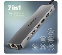 AXAGON HMC-7HX2, Hub 7-en-1, USB-C 5Gbps, 2x USB-A, 1x USB-C, 2x HDMI 4k/60, RJ-45, PD 100W