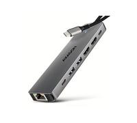 AXAGON Hub USB-C HMC-7HX2 7-en-1 — USB-C 5Gbps, 2x USB-A, 2x HDMI 4k/60, RJ45, PD 100W