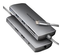Axagon Hub USB-C HMC-8HLSA – 5 Gbit/s, 3x USB-A, HDMI 4K60, SD/microSD, LAN, gris