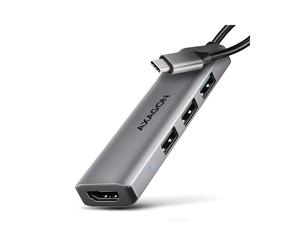 Axagon HMC-H3A Station d'accueil USB 3.2 Gen 1 Type-C Argent - 2x USB 2.0, 1x USB 3.2 Gen 1 Type-A, 1x HDMI - HDCP 1.4/2.3 - Aluminium - Compatible Windows, macOS, Linux, Android, ChromeOS