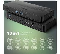 AXAGON HMC-U4, station d'accueil USB4 40Gbps, 3x USB-A, 2x USB-C, HDMI & DP 8K/30Hz, RJ-45, SD/mSD, audio, PD100W