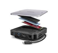 Axagon HMC-UFO Hub USB-C 3.2 Gen 2 pour SSD M.2 SATA/NVMe, Ethernet 1Gbps, Audio 384kHz, HDMI 4K 240Hz, Power Delivery 100W, Lecteur Cartes SD/MicroSD