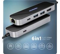 AXAGON Hub USB-C 5Gbps GLASS 6in1 | HMC-6GLN
